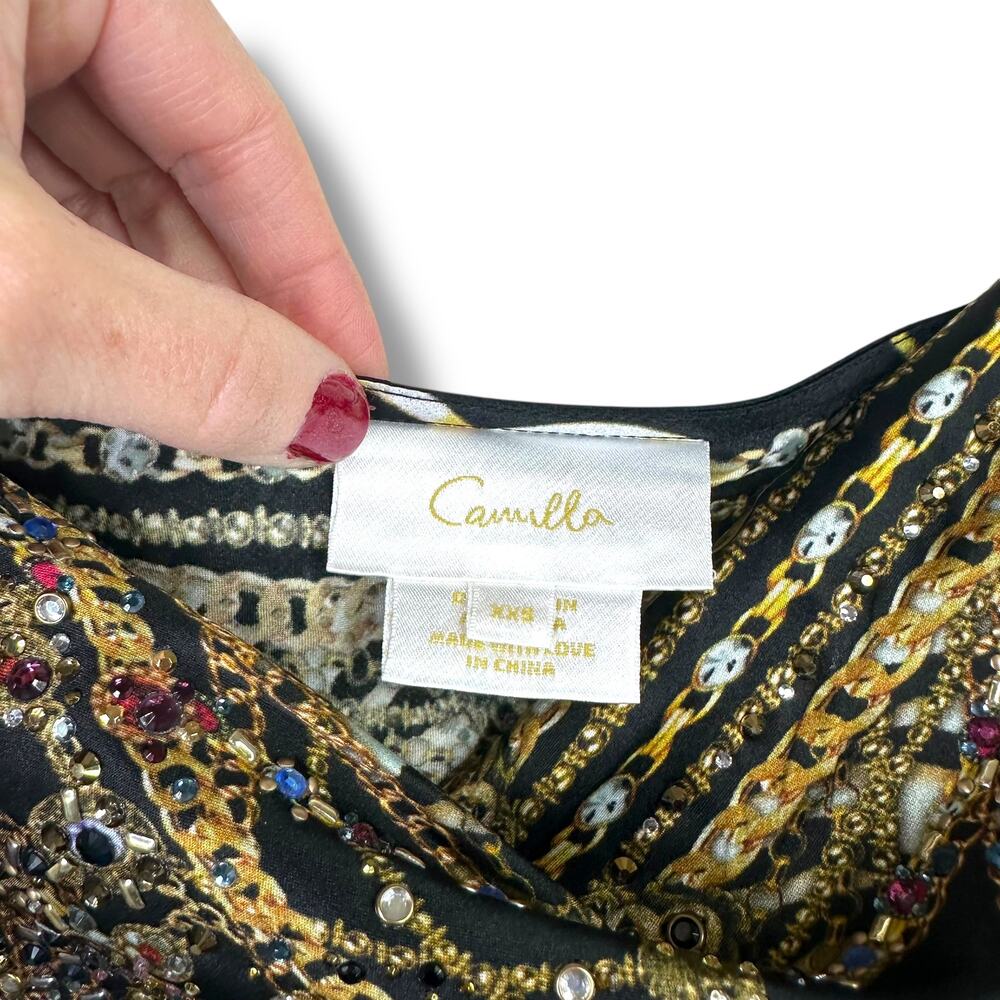 CAMILLA A Night In The 90s Short Bias Silk Crystal Cowl Neckline Slip Mini Dress - Picture 9 of 16